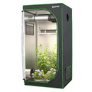 32"x32"x63" Mylar Hydroponic Grow Tent w/Observation Window & Floor Tray Black