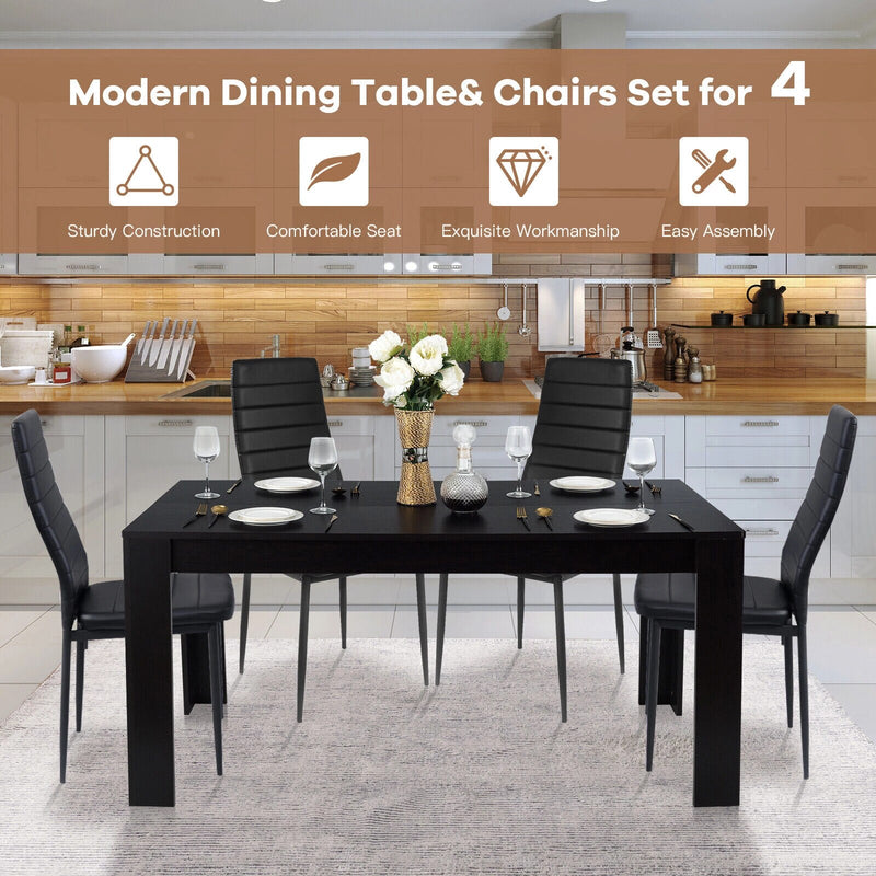 5 Pieces Dining Table & Chairs Set Indoor Modern Dining Kitchen Table Set for 4