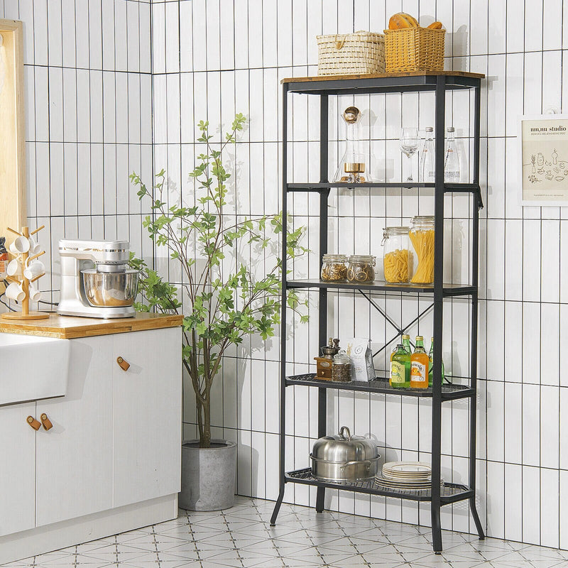 5 Tier Bookshelf Standing Storage Shelf Unit for Kitchen Living Room Office