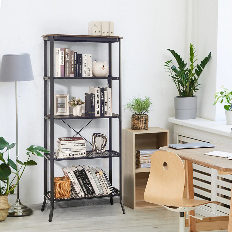 5 Tier Bookshelf Standing Storage Shelf Unit for Kitchen Living Room Office