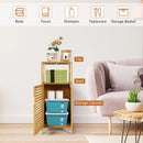 Bamboo Bathroom Storage Floor Cabinet w/Door and Shelf Corner Cabinet