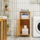 Bamboo Bathroom Storage Floor Cabinet w/Door and Shelf Corner Cabinet