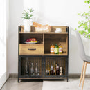 Buffet Server Sideboard Kitchen Storage Cabinet w/ Drawer & Steel Doors