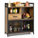 Buffet Server Sideboard Kitchen Storage Cabinet w/ Drawer & Steel Doors