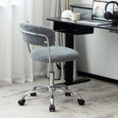 Computer Desk Chair Adjustable Sherpa Office Chair Swivel Vanity Chair Gray