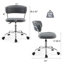 Computer Desk Chair Adjustable Sherpa Office Chair Swivel Vanity Chair Gray