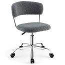 Computer Desk Chair Adjustable Sherpa Office Chair Swivel Vanity Chair Gray