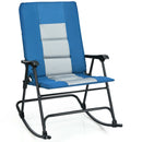 Foldable Rocking Padded Chair Portable Camping Chair with Backrest Armrest Blue