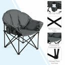 Folding Camping Moon Padded Chair with Carry Bag Cup Holder Portable Grey
