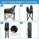 Folding Camping Moon Padded Chair with Carry Bag Cup Holder Portable Grey