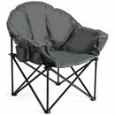 Folding Camping Moon Padded Chair with Carry Bag Cup Holder Portable Grey