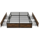 Full Industrial Platform Bed Frame with 4 Drawers Storage Mattress Foundation