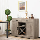 Kitchen Storage Buffet Cabinet Farmhouse Wooden Sideboard w/2 Drawer & Wine Rack