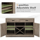 Kitchen Storage Buffet Cabinet Farmhouse Wooden Sideboard w/2 Drawer & Wine Rack