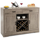 Kitchen Storage Buffet Cabinet Farmhouse Wooden Sideboard w/2 Drawer & Wine Rack