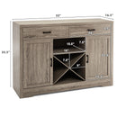 Kitchen Storage Buffet Cabinet Farmhouse Wooden Sideboard w/2 Drawer & Wine Rack