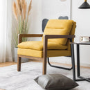 Modern Accent Armchair Lounge Chair w/ Rubber Wood Legs & Steel Bracket Yellow