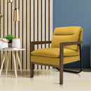 Modern Accent Armchair Lounge Chair w/ Rubber Wood Legs & Steel Bracket Yellow