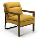 Modern Accent Armchair Lounge Chair w/ Rubber Wood Legs & Steel Bracket Yellow