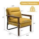 Modern Accent Armchair Lounge Chair w/ Rubber Wood Legs & Steel Bracket Yellow