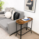 Narrow End Side Sofa Table Stable Steel Frame for Living Room Bedroom Brown