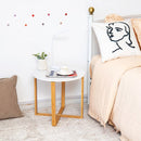 Round End Table Nightstand Coffee Accent Table with Bamboo Leg Easy Assembly