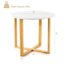 Round End Table Nightstand Coffee Accent Table with Bamboo Leg Easy Assembly