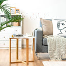 Round End Table Nightstand Coffee Accent Table with Bamboo Leg Easy Assembly