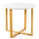 Round End Table Nightstand Coffee Accent Table with Bamboo Leg Easy Assembly
