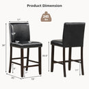 Set of 2 Bar Stools PVC Leather Counter Height Chairs for Kitchen Island Black