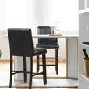 Set of 2 Bar Stools PVC Leather Counter Height Chairs for Kitchen Island Black
