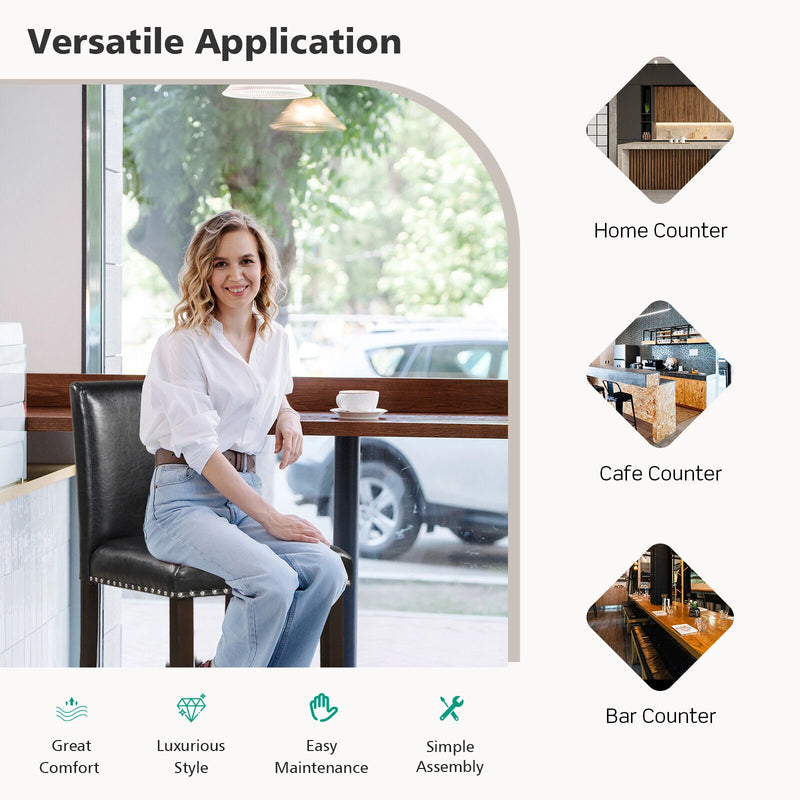 Set of 4 Bar Stools Linen Fabric Counter Height Chairs for Kitchen Island Grey