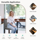 Set of 4 Bar Stools Linen Fabric Counter Height Chairs for Kitchen Island Grey