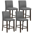 Set of 4 Bar Stools Linen Fabric Counter Height Chairs for Kitchen Island Grey