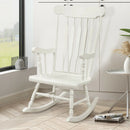 Solid Wood Rocking Chair Porch Rocker Indoor Outdoor Seat Glossy Finish White