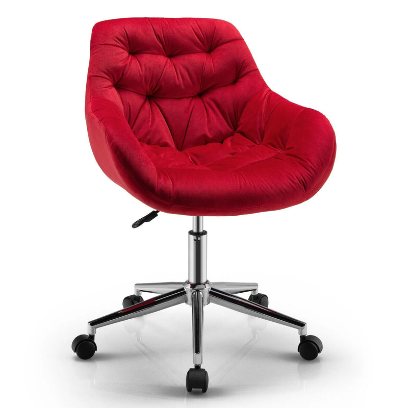 Velvet Leisure Arm Chair Adjustable Accent Office Swivel Task Chair Red