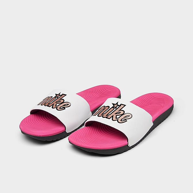 Nike Girls' Big Kids' Kawa SE Slide Sandals in Pink/Summit White