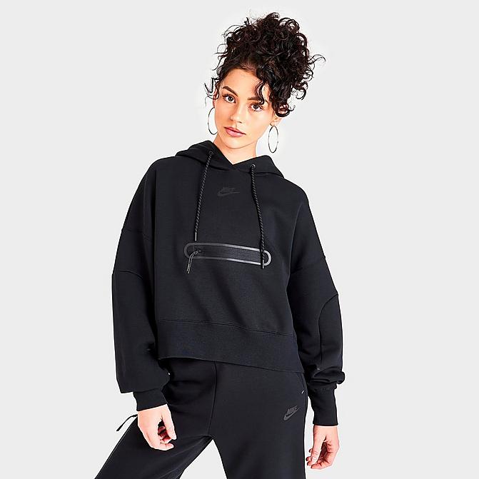 WOMEN'S NIKE SPORTSWEAR TECH FLEECE OVER-OVERSIZED CROPPED PULLOVER HOODIE