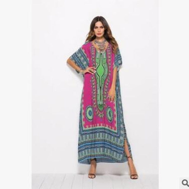 Ethnic Dashiki Dress Robe Traditional African Clothing Long Maxi Tunic Dress  PLus size