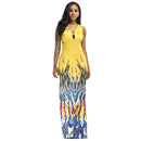 Elegant Long Red Print African Women Dress Sleeveless Dashiki Dress