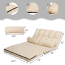 Foldable Floor Sofa Bed 6-Position Adjustable Lounge Couch with 2 Pillows HW66174