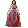 women Africa Print Dress Dashiki Sleeveless Long Maxi Dress D0335