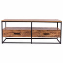 47" 2-Tier Cocktail Coffee Table Metal Desk Shelf Storage Bedroom W/2 Drawer
