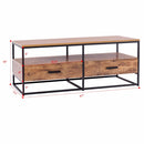 47" 2-Tier Cocktail Coffee Table Metal Desk Shelf Storage Bedroom W/2 Drawer