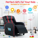 Kids Recliner Chair Ergonomic Leather Sofa Armchair w/Footrest Side Pocket Red