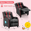 Kids Recliner Chair Ergonomic Leather Sofa Armchair w/Footrest Side Pocket Red