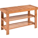 Multifunction Ottoman 3 Tiers Bamboo Shoe Rack Bench Storage Shelf Organizer Entryway Modern Home Furniture HW55409