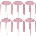 Set of 6 Stackable Metal Stool Set Daisy Backless Round Top Kitchen Dining Stools