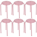 Set of 6 Stackable Metal Stool Set Daisy Backless Round Top Kitchen Dining Stools