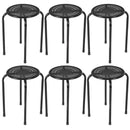 Set of 6 Stackable Metal Stool Set Daisy Backless Round Top Kitchen Dining Stools